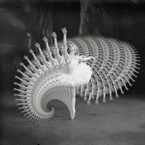 Photo of a ballerina altered with recursive repetitions