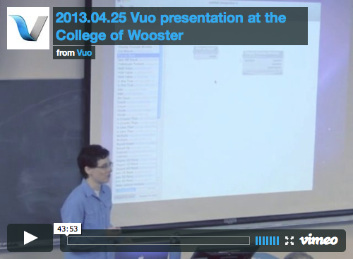 Screenshot of video recording of 2013.04.25 Vuo presentation