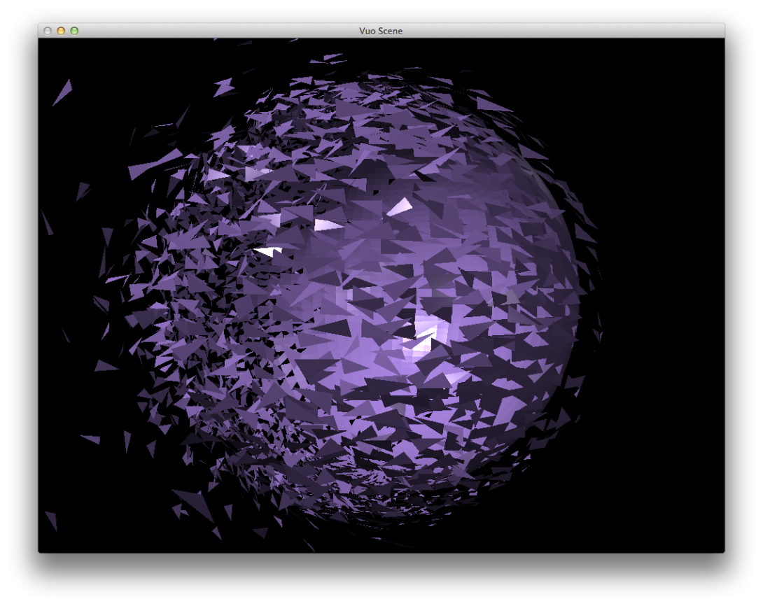 Screenshot of exploding sphere example composition