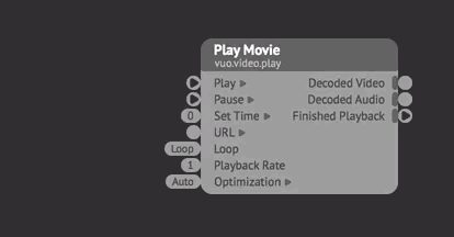 Connecting a cable to Play Movie's Play port by dropping it onto the node title